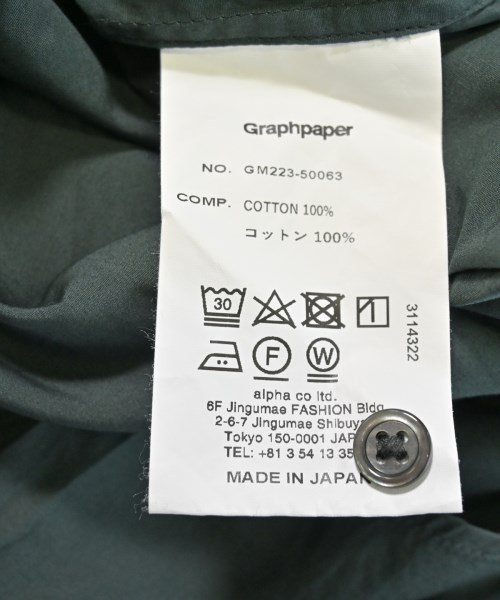 Graphpaper（グラフペーパー）カジュアルシャツ 緑 サイズ:F メンズ/2200646236308