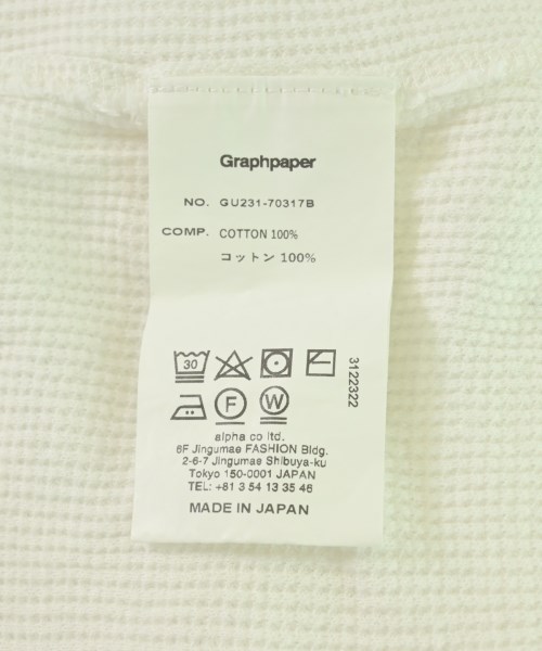 Graphpaper（グラフペーパー）Tシャツ・カットソー 白 サイズ:2(M位) メンズ/2200709258254