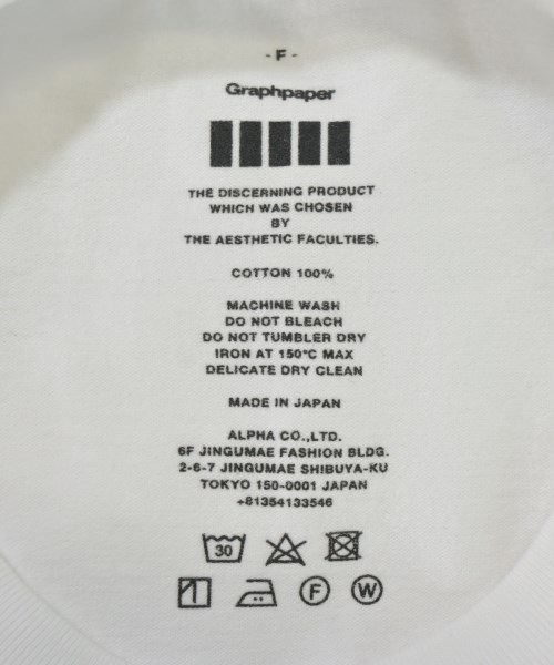 Graphpaper（グラフペーパー）Tシャツ・カットソー 白 サイズ:F メンズ/2200709258384