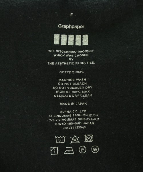 Graphpaper（グラフペーパー）Tシャツ・カットソー 黒 サイズ:F メンズ/2200712713092
