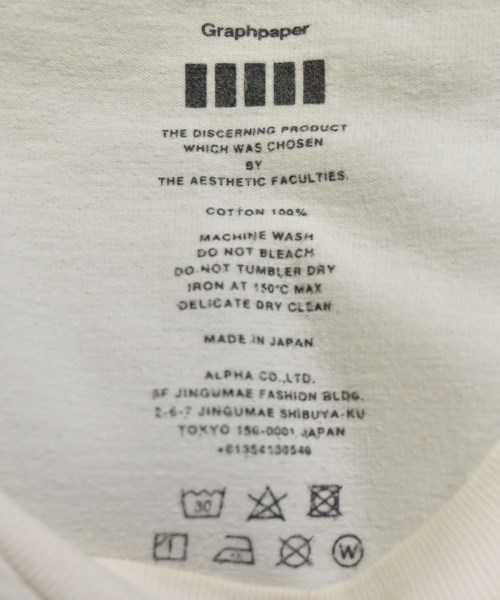 Graphpaper（グラフペーパー）Tシャツ・カットソー 白 サイズ:F メンズ/2200713906189