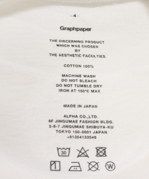 Graphpaper（グラフペーパー）Tシャツ・カットソー 白 サイズ:4(XL位) メンズ/2200713422115