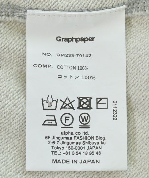 Graphpaper（グラフペーパー）スウェット グレー サイズ:F メンズ/2200645414035