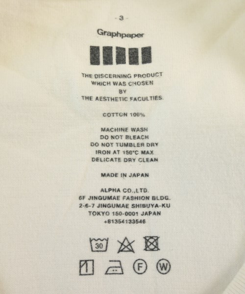 Graphpaper（グラフペーパー）Tシャツ・カットソー 白 サイズ:3(L位) メンズ/2200699138246