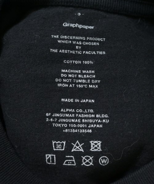 Graphpaper（グラフペーパー）Tシャツ・カットソー 黒 サイズ:3(L位) メンズ/2200707655048