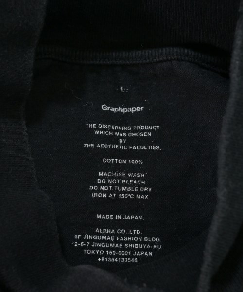 Graphpaper（グラフペーパー）Tシャツ・カットソー 黒 サイズ:1(S位) メンズ/2200664360047