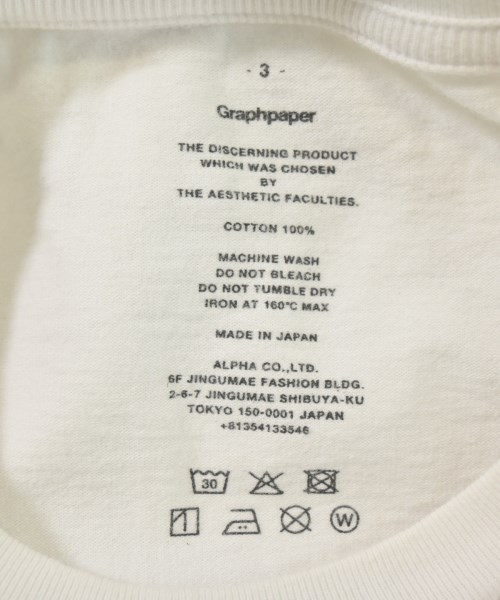 Graphpaper（グラフペーパー）Tシャツ・カットソー 白 サイズ:3(L位) メンズ/2200730502043