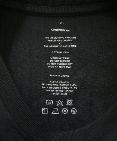 Graphpaper（グラフペーパー）Tシャツ・カットソー 黒 サイズ:3(L位) メンズ/2200733817090