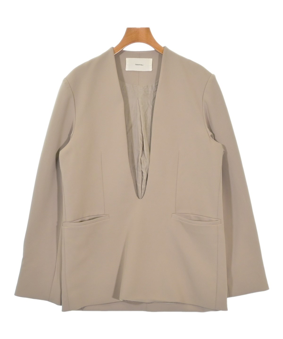 TODAYFUL（トゥデイフル）ノーカラージャケット ベージュ サイズ:38(M