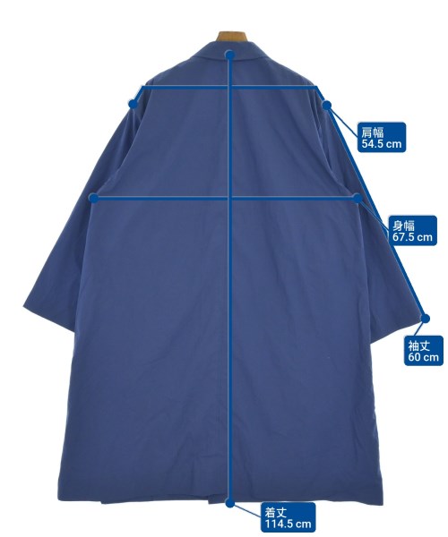 ATON（エイトン）ステンカラーコート 青 サイズ:4(XL位) メンズ/2200629453012