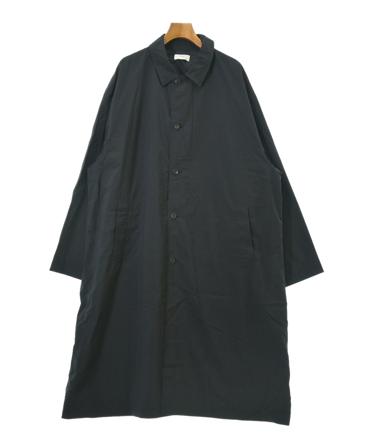 最終価格 希少 超美品■C2H4■異素材 切替 パフ デザインコート 黒 ATON（エイトン）ステンカラーコート 黒 サイズ:4(XL位) メンズ