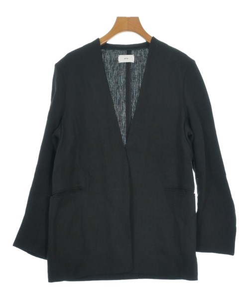 ATON(エイトン)ノーカラージャケット 紺 サイズ:2(M位)/2200652027037