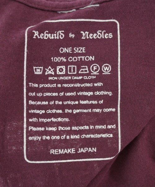 Rebuild by Needles（リビルドバイニードルス）Tシャツ・カットソー 赤 サイズ:ONE メンズ/2200644186049