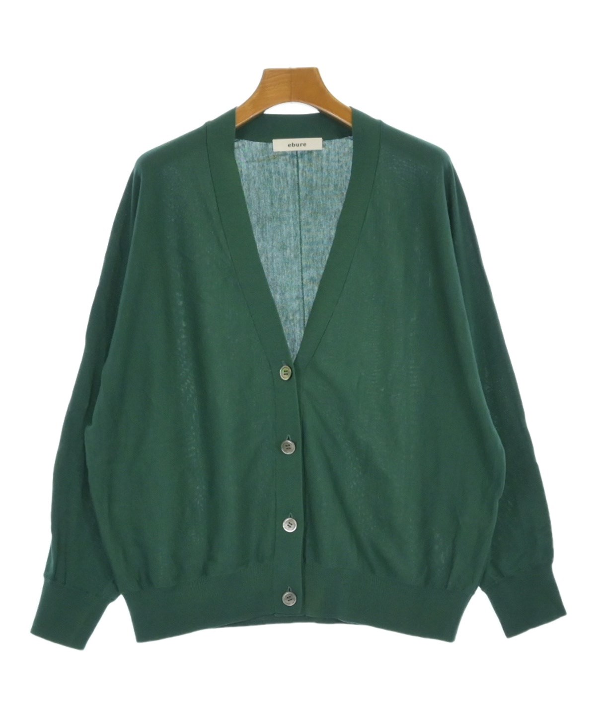 エブールebure2025年製 スーパーファインウール カーディガン ebure（エブール）カーディガン 緑 サイズ:-(M位) レディース