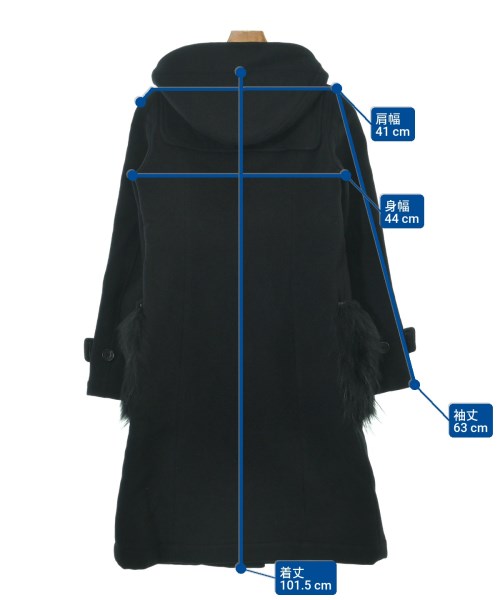 BORDERS at BALCONY（ボーダーズ　アット　バルコニー）ダッフルコート 黒 サイズ:38(M位) レディース/2200639340074