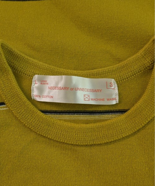 NECESSARY OR UNNECESSARY（ネセサリーオアアンネセサリー）Tシャツ・カットソー 黄 サイズ:3(L位) メンズ/2200550673022