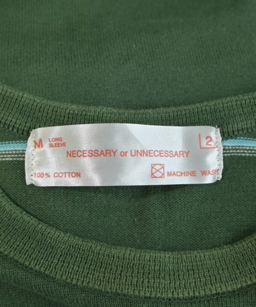 NECESSARY OR UNNECESSARY（ネセサリーオアアンネセサリー）Tシャツ・カットソー 緑 サイズ:2(M位) メンズ/2200622394114
