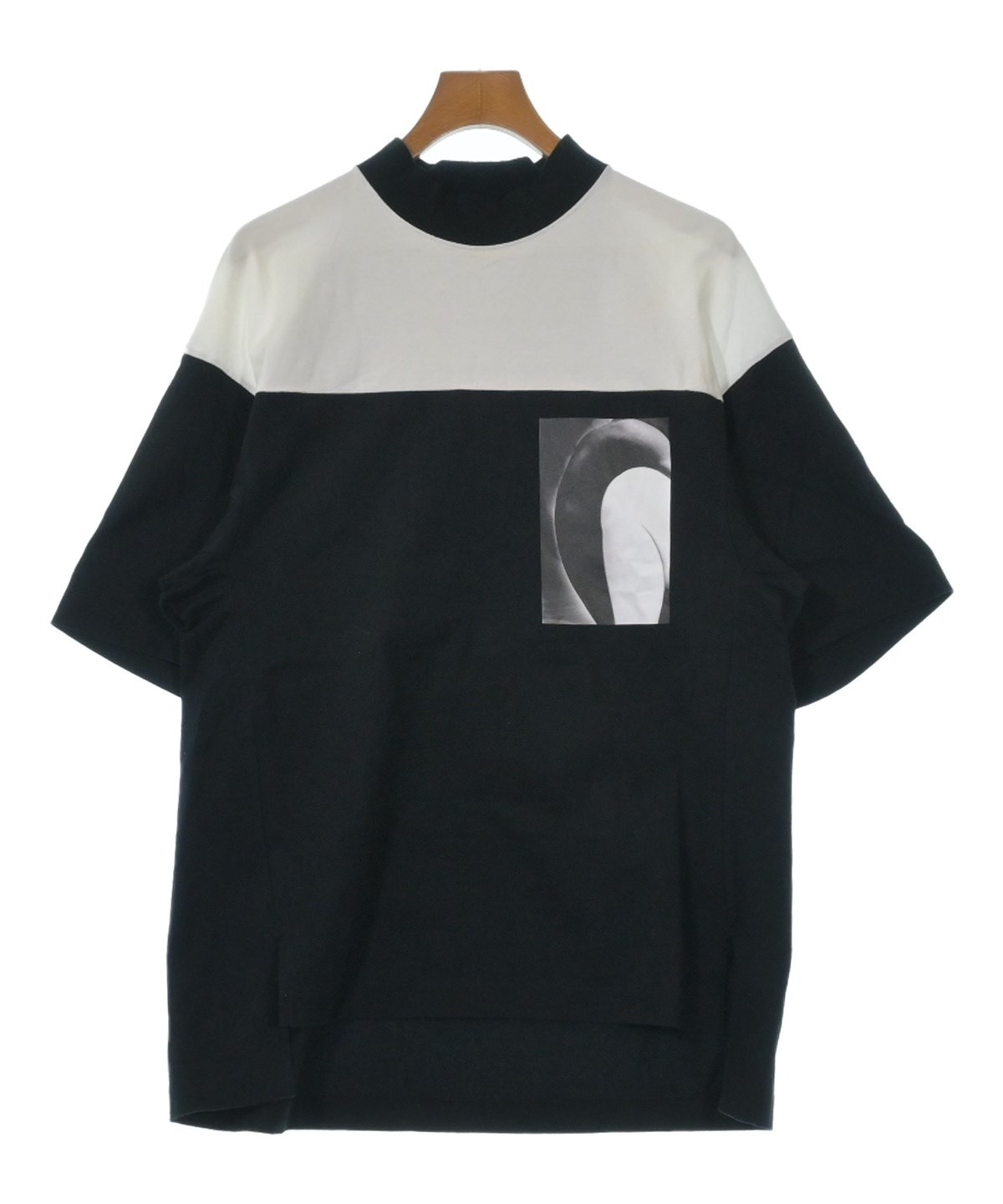 【中古】オールモストブラック COLOR BLOCK BIG PRINT TEE WHITE 半袖Tシャツ カットソー モックネック 2 ブラック ALMOSTBLACK（オールモストブラック）Tシャツ・カットソー 黒 サイズ:2