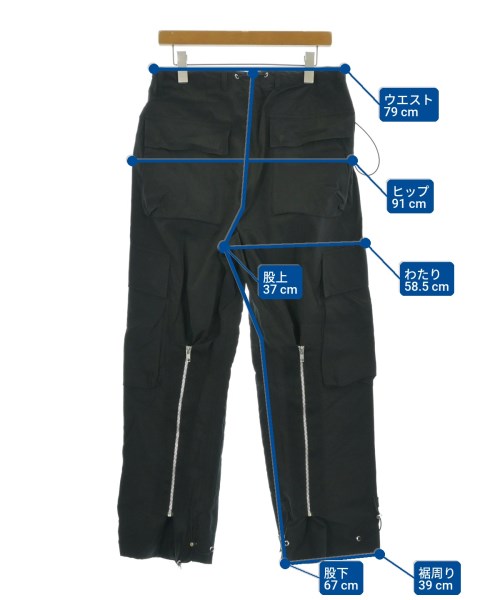ALMOSTBLACK（オールモストブラック）カーゴパンツ 黒 サイズ:1(S位) メンズ/2200668799041