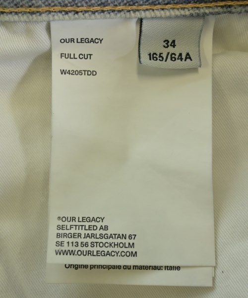 OUR LEGACY（アワーレガシー）デニムパンツ 青 サイズ:34(M位) レディース/2200637749015