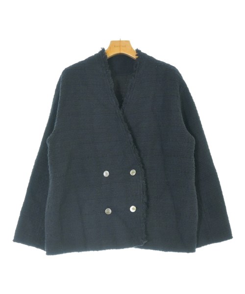 OUTER SUNSET(アウターサンセット)ノーカラージャケット 紺 サイズ:38(M位)/2200642001092
