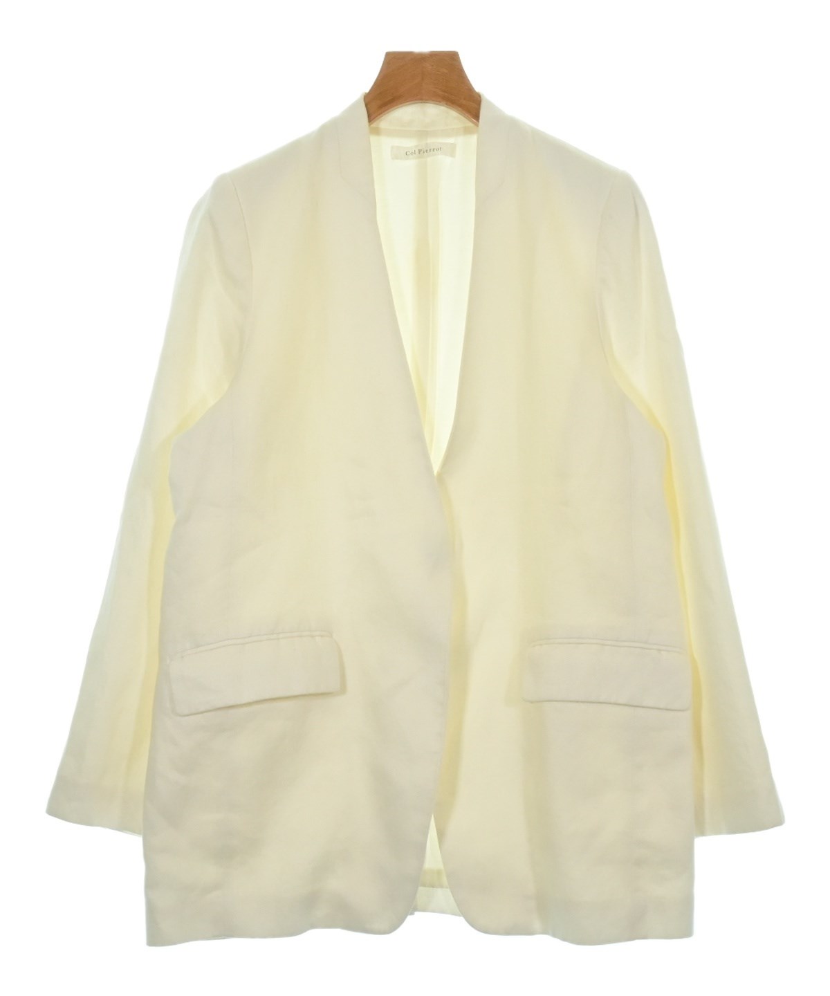 Col Pierrot（コルピエロ）ノーカラージャケット 白 サイズ:38(M位