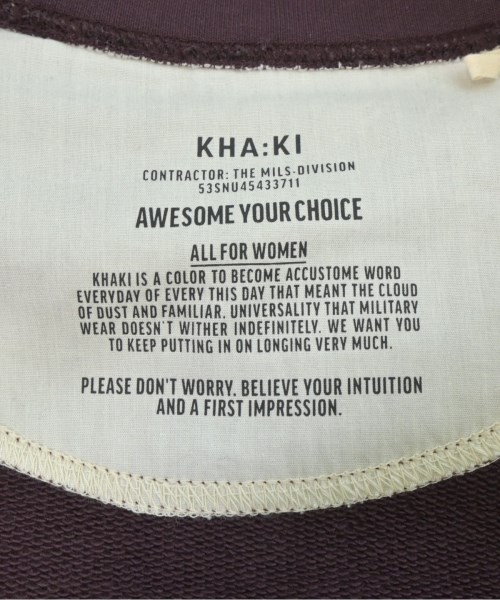 kha:ki（カーキ）スウェット 紫 サイズ:F レディース/2200665640278