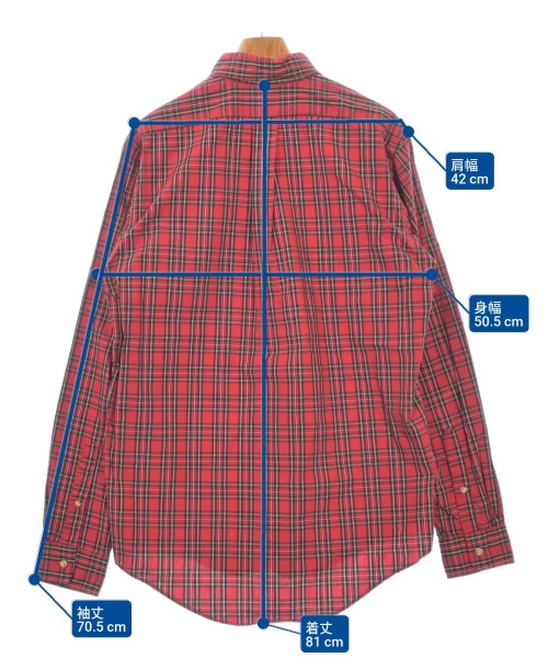 LAND'S END（ランズエンド）カジュアルシャツ 赤 サイズ:15 1/2-35(M位) メンズ/2200616935354