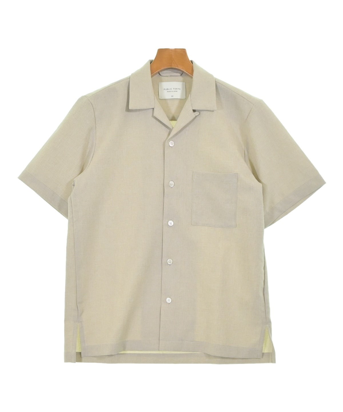 新品)PUBLIC TOKYO 半袖シャツ Size 2 ベージュ PUBLIC TOKYO（パブリック トウキョウ）カジュアルシャツ ベージュ