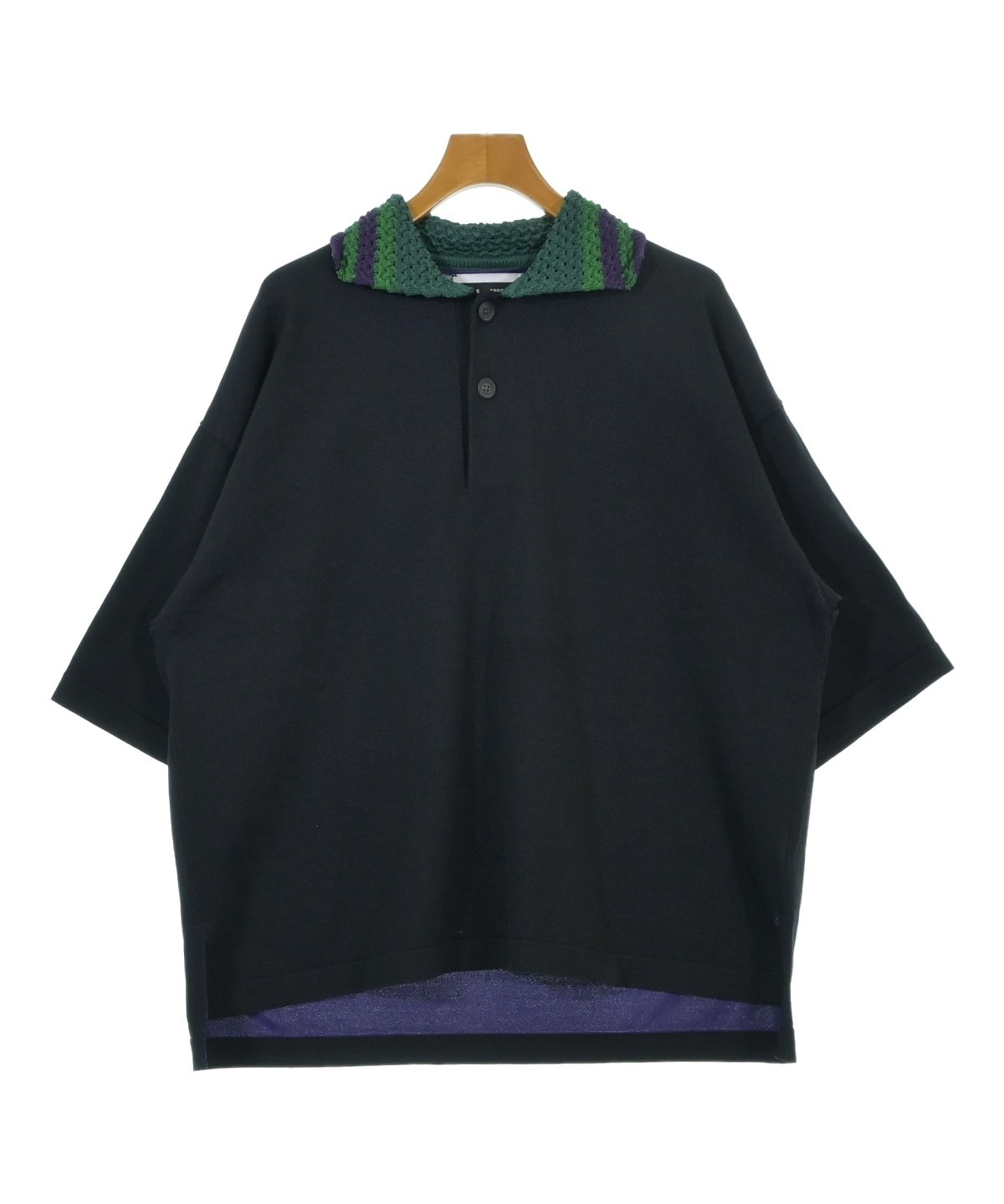 MAISON SPECIAL ブラックポロシャツ サイズ1 MAISON SPECIAL（メゾンスペシャル）ポロシャツ 黒 サイズ:1(S位