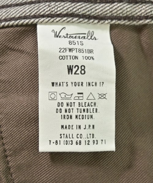 WESTOVERALLS（ウエストオーバーオールズ）デニムパンツ 茶 サイズ:28(S位) メンズ/2200698765542