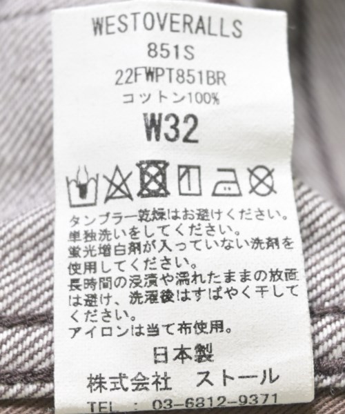 WESTOVERALLS（ウエストオーバーオールズ）デニムパンツ 茶 サイズ:32(XXL位) レディース/2200707835037