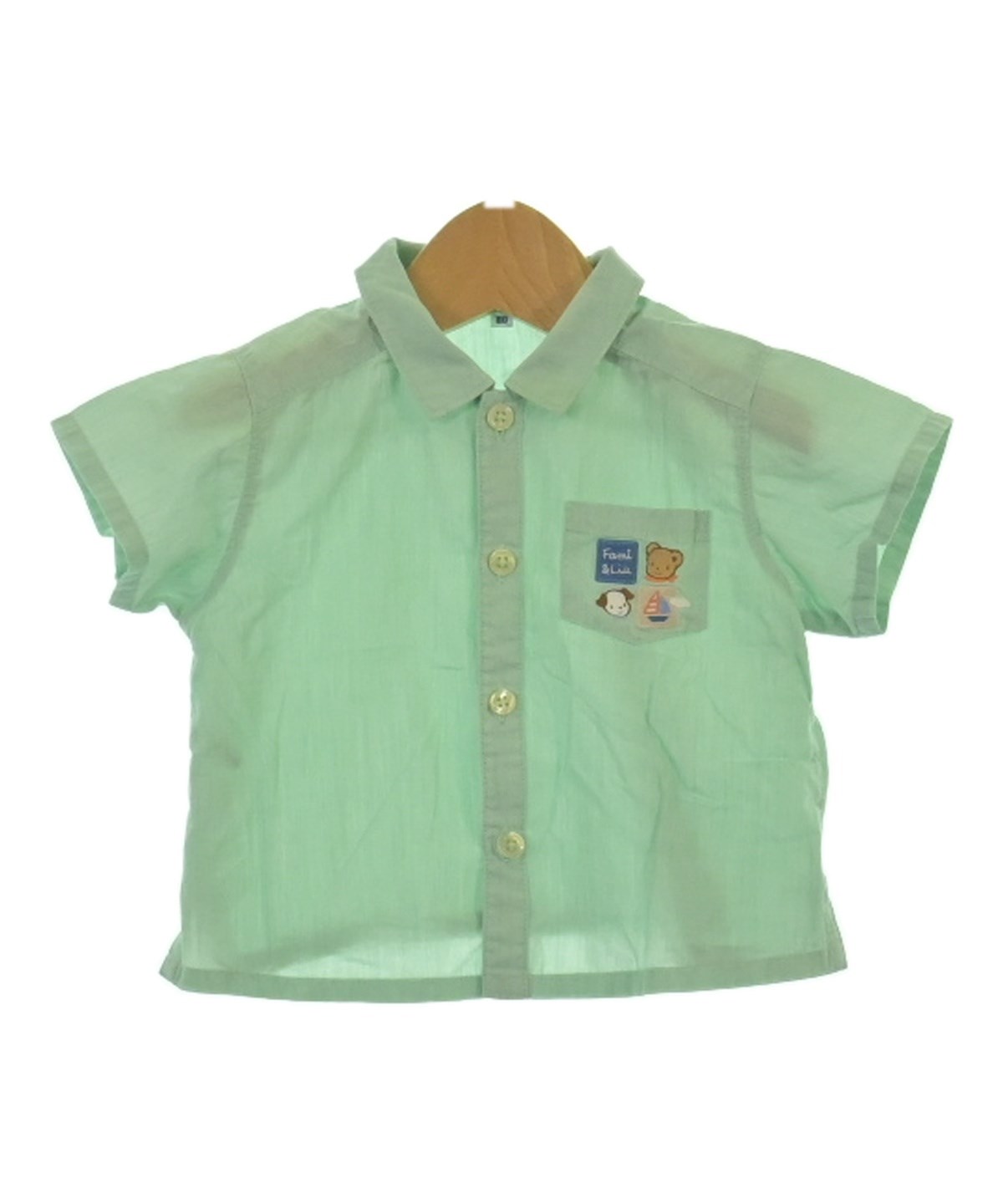 【極美品】ファミリア コットンシャツ グリーン 110cm familiar(ファミリア)シャツ 緑 サイズ:80(12M) キッズ