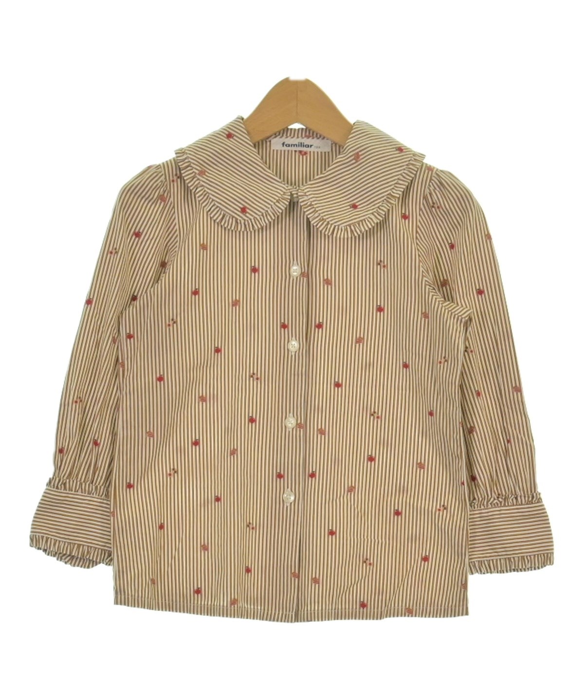買得 familiar（ファミリア）シャツ 茶 サイズ:120(7T-8T) キッズ ジャケット・ブルゾン