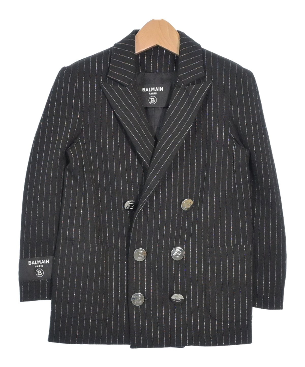 【関税込み】Balmain ブラック ボタン ジャケット BALMAIN(バルマン)その他 黒 サイズ:6(110cm位) キッズ