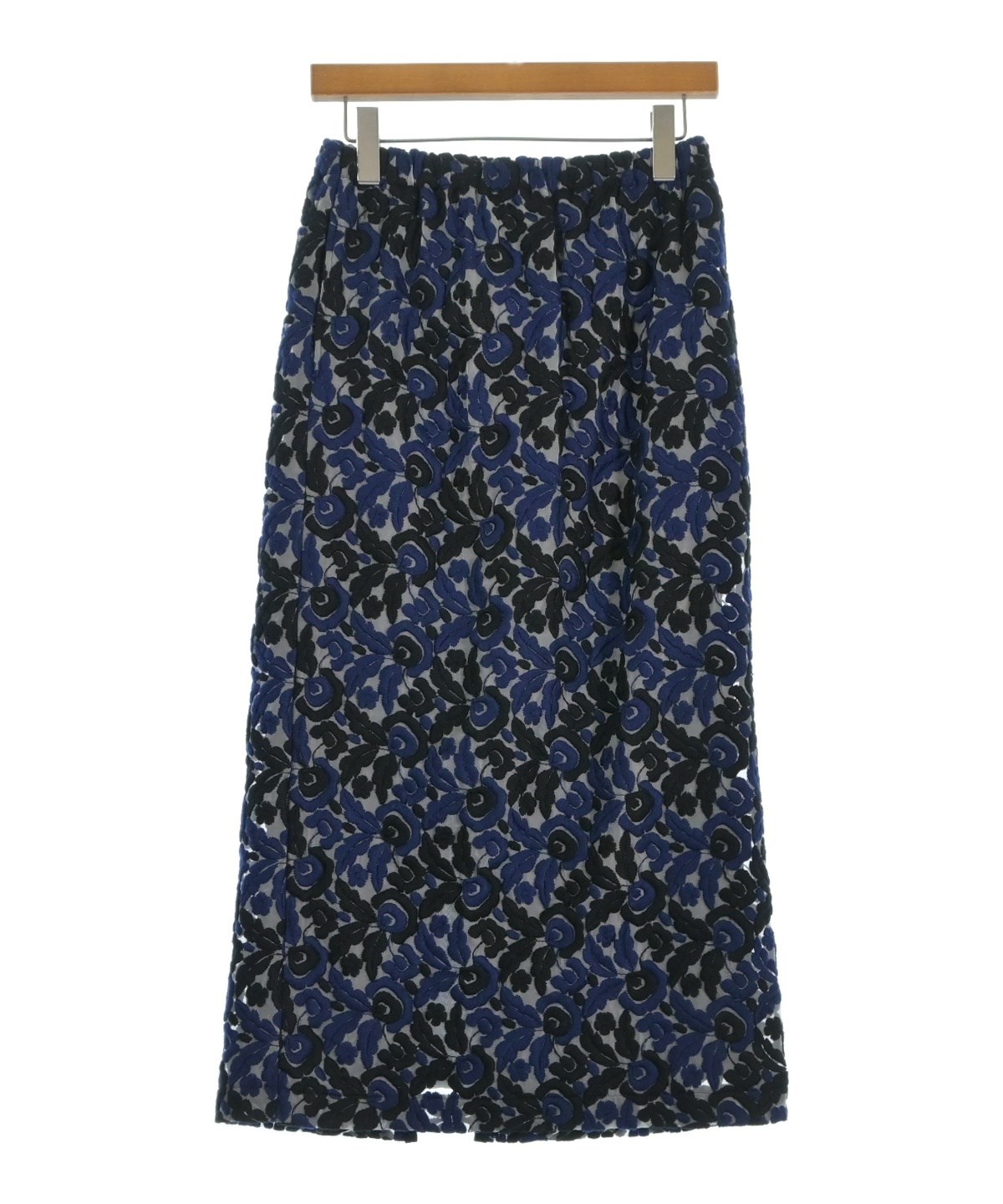トリココムデギャルソン 麻綿ロングスカート ティアード 青 千鳥格子 カットオフ tricot COMME des GARCONS（トリココムデギャルソン）ロング・マキシ丈