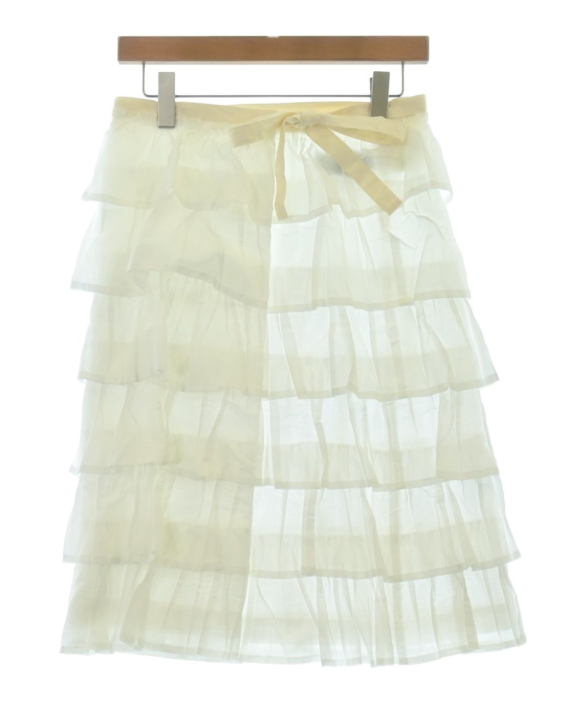 トリココムデギャルソン 膝丈スカート レース フリル ボタンデザイン