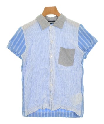 トリココムデギャルソン　半袖ブラウス　丸襟　レース　ストライプ　白　青 tricot COMME des GARCONS（トリココムデギャルソン）ブラウス 白
