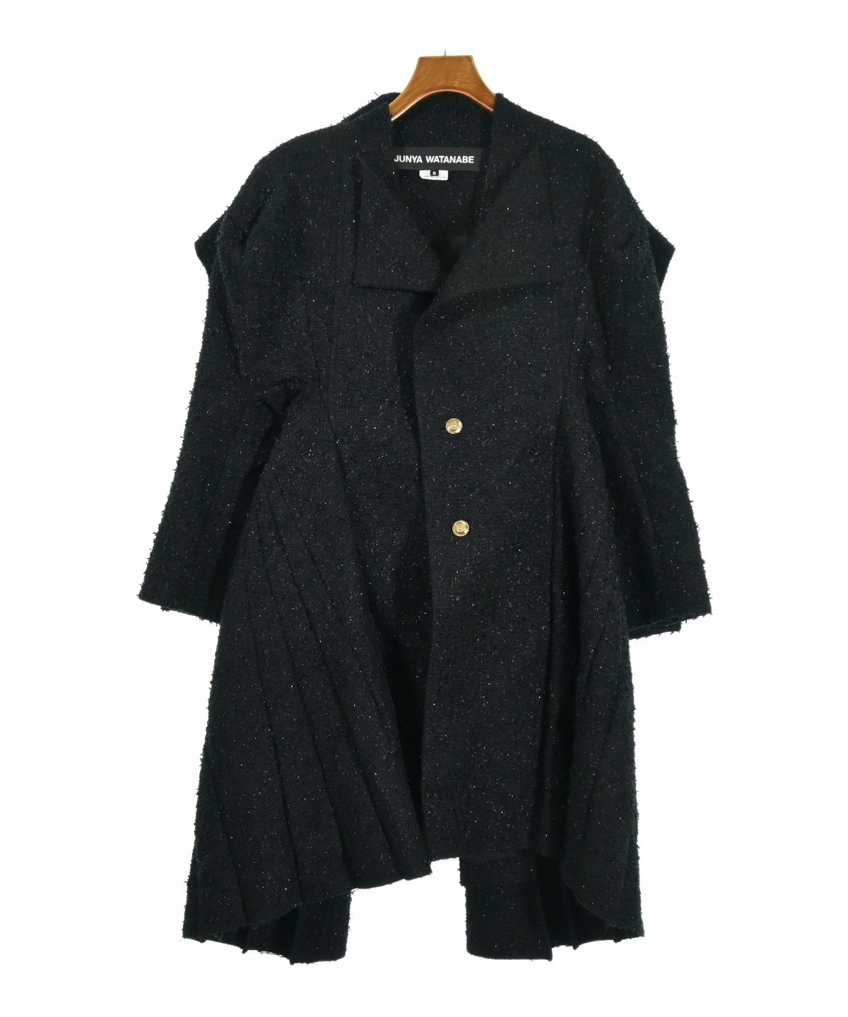 ジュンヤワタナベ　AD2010　ロングコート　プリーツ　異素材ドッキング　黒　S JUNYA WATANABE（ジュンヤワタナベ）その他 黒 サイズ:S レディース