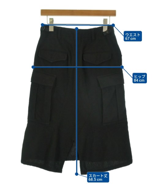 JUNYA WATANABE（ジュンヤワタナベ）ひざ丈スカート 黒 サイズ:XS レディース/2200723595335
