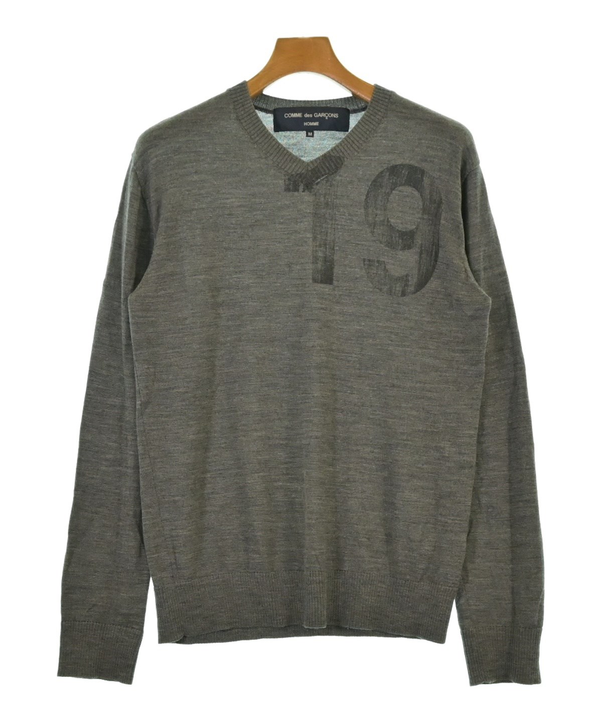 【中古】コムデギャルソンオムプリュス COMME des GARCONS HOMME PLUS シャツ 長袖  ボーダー ニット装飾 グレー ネイビー  メンズ COMME des GARCONS HOMME PLUS（コムデギャルソンオムプリュス）ニット