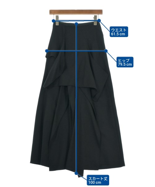 Yohji Yamamoto（ヨウジヤマモト）ロング・マキシ丈スカート 黒 サイズ:1(XS位) レディース/2200697581020