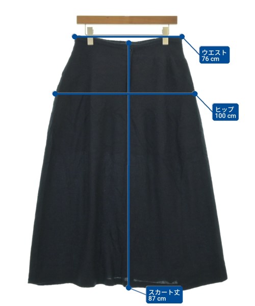 Yohji Yamamoto（ヨウジヤマモト）ひざ丈スカート 紺 サイズ:2(S位) レディース/2200726685170