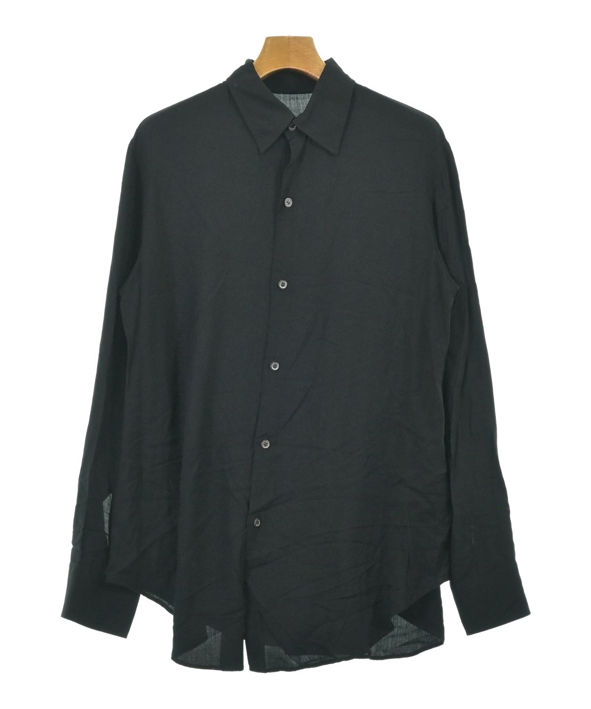 Yohji Yamamoto 黒 長袖シャツ サイズ4 Yohji Yamamoto（ヨウジヤマモト）カジュアルシャツ 黒 サイズ:2(S位