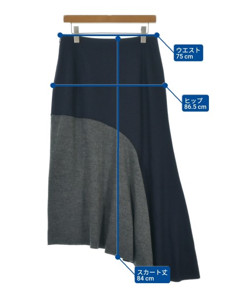 Yohji Yamamoto（ヨウジヤマモト）ひざ丈スカート 紺 サイズ:2(S位) レディース/2200635676184