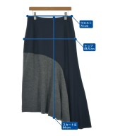 Yohji Yamamoto（ヨウジヤマモト）ひざ丈スカート 紺 サイズ:2(S位) レディース/2200635676184