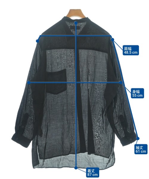 yohji yamamoto POUR HOMME（ヨウジヤマモトプールオム）カジュアルシャツ 黒 サイズ:2(S位) メンズ/2200611684042