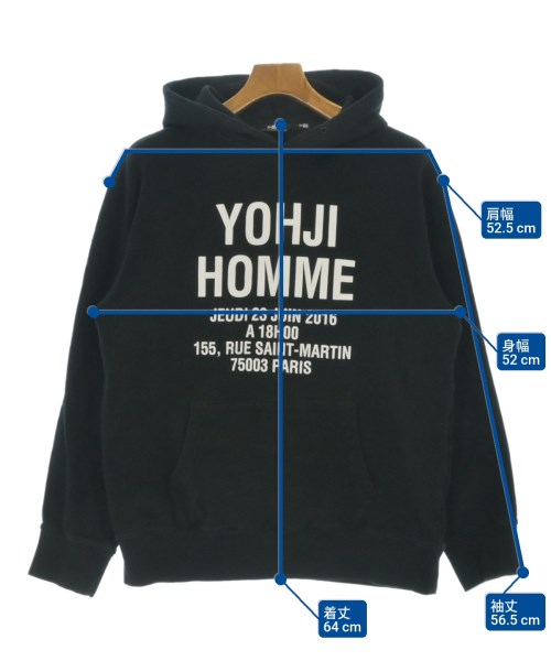 yohji yamamoto POUR HOMME（ヨウジヤマモトプールオム）パーカー 黒 サイズ:4(L位) メンズ/2200664801052
