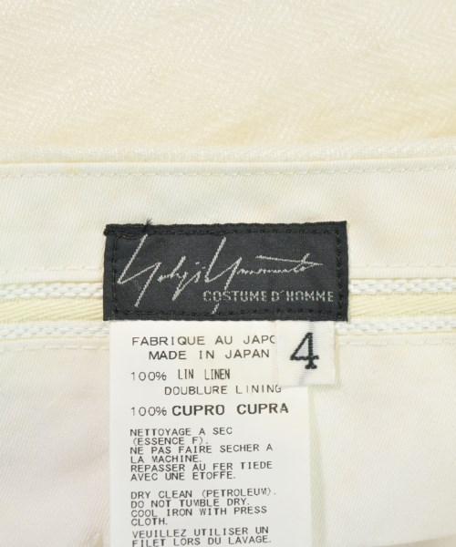 YOHJI YAMAMOTO COSTUME D'HOMME（コスチュームドオム）スラックス 白 サイズ:4(L位) メンズ/2200727885029