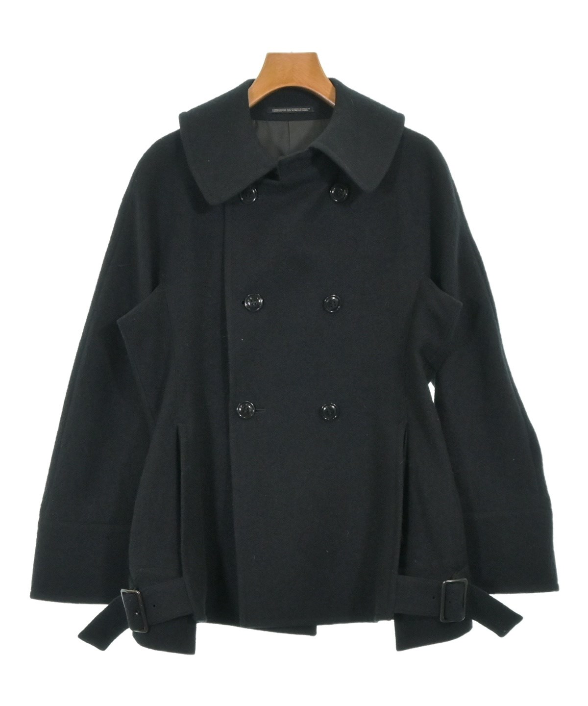 ヨウジヤマモト プリュスノアール　ピーコート　　ウール混　ブラック　Lサイズ Yohji Yamamoto +NOIR（ヨウジヤマモトプリュスノアール）ピーコート